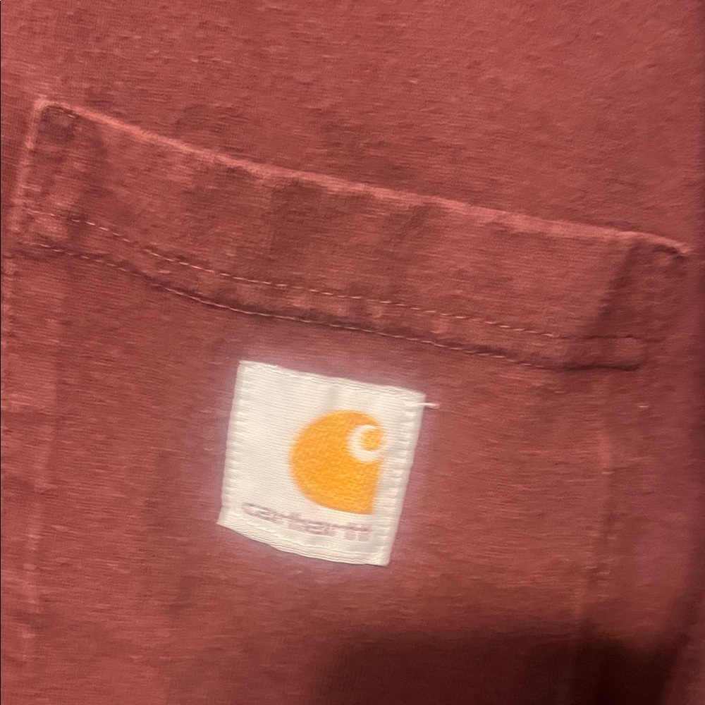 Vintage Carhartt Men's Burgundy Long Sleeve Tee - Picture 3 of 4